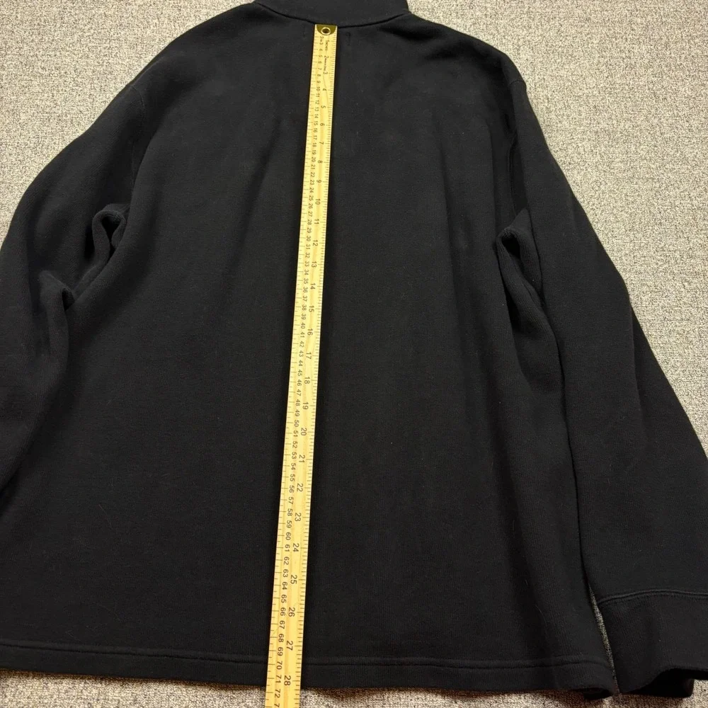 Polo Ralph Lauren Mens Quarter Zip Pullover Black Cotton Sweater Large Pony Logo